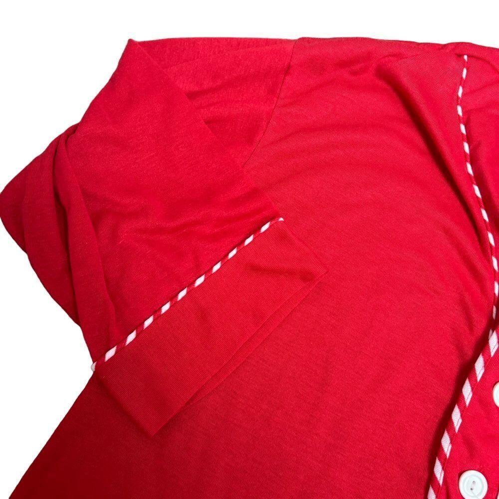 Vintage Undercover Wear Red Nightgown with White Contrast Stitching One Size USA
