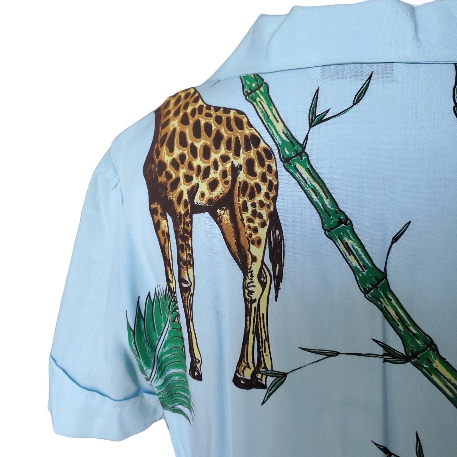 Vintage Lunada Bay Sportswear Dress Blue Giraffe All Over Print Belted Fits S/M