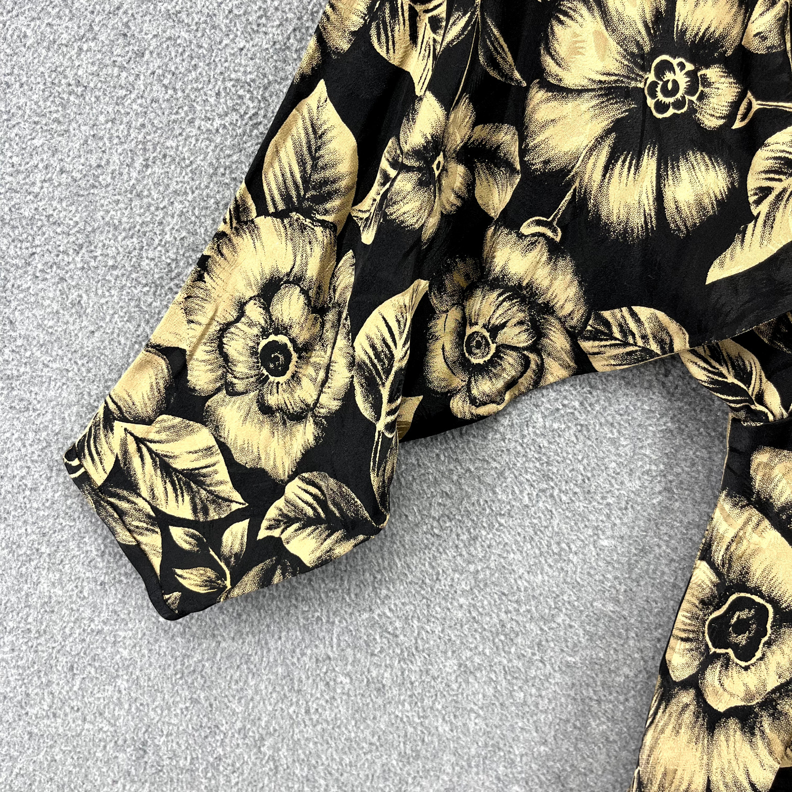 Vintage Silk Dress Disegni by Perez Womens 10 black Floral made in Korea
