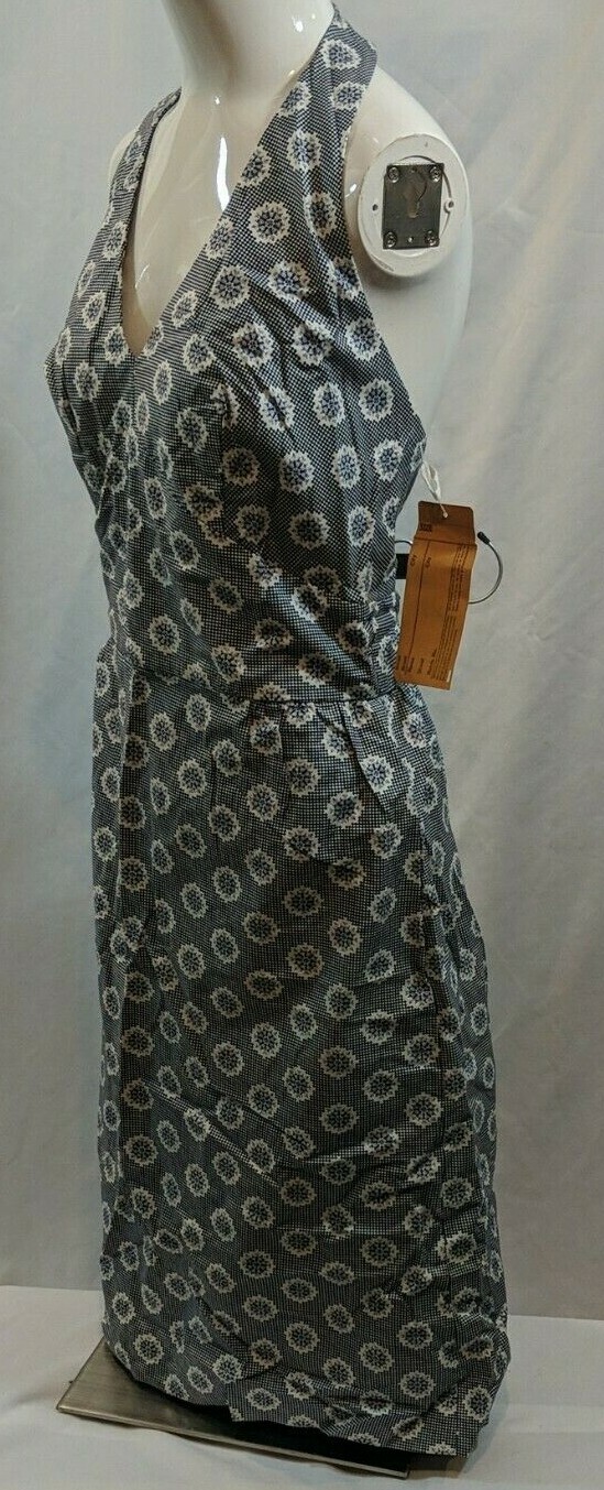 VTG Malbe Original Print Cotton Vintage 1990s Halter Neck Lined Sun Dress Sz 12