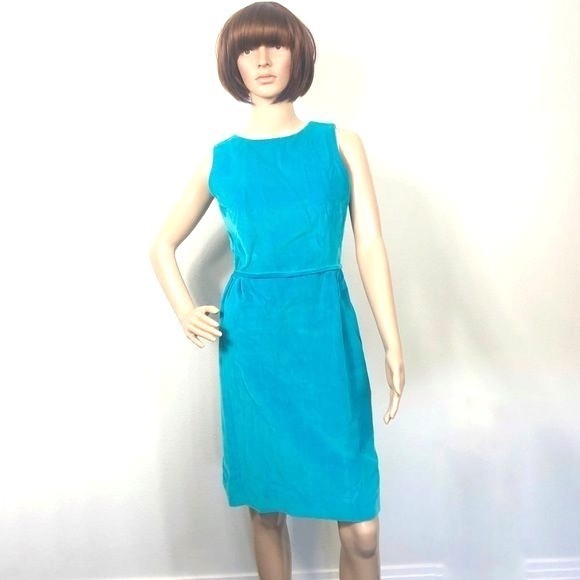Vintage Teal Velvet Sleeveless Dress Custom Prom Homecoming Dance Retro Size 4-6