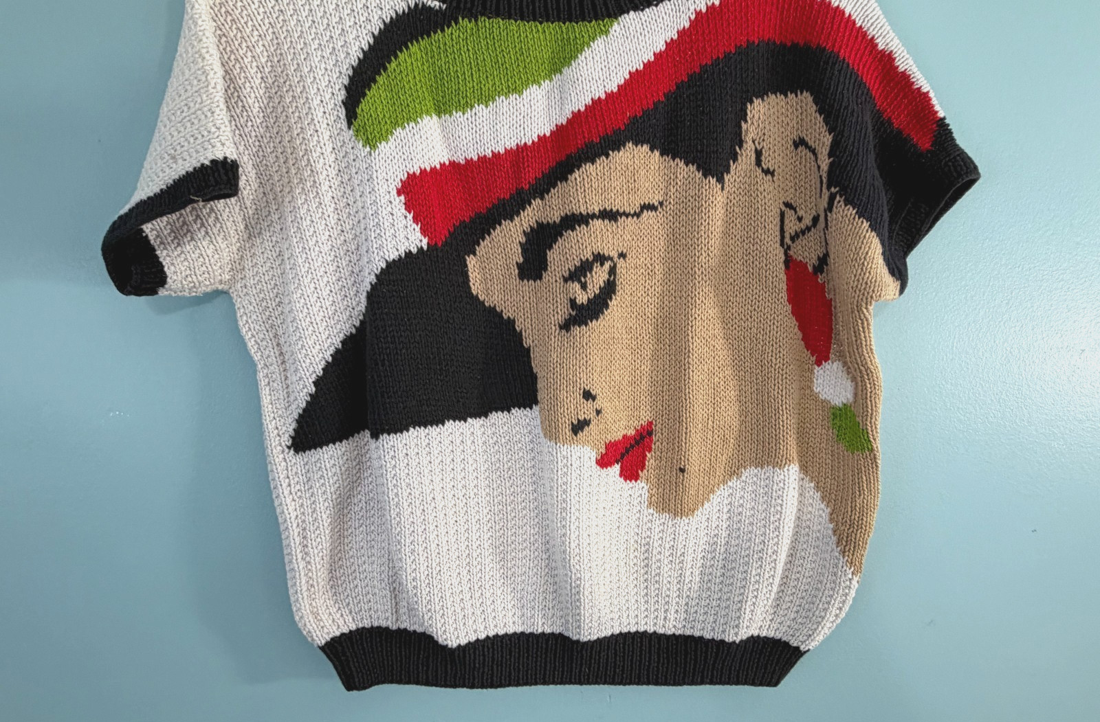 Vintage 80s 90s Handmade Sweater with Face – No Tag See Details for Measurements