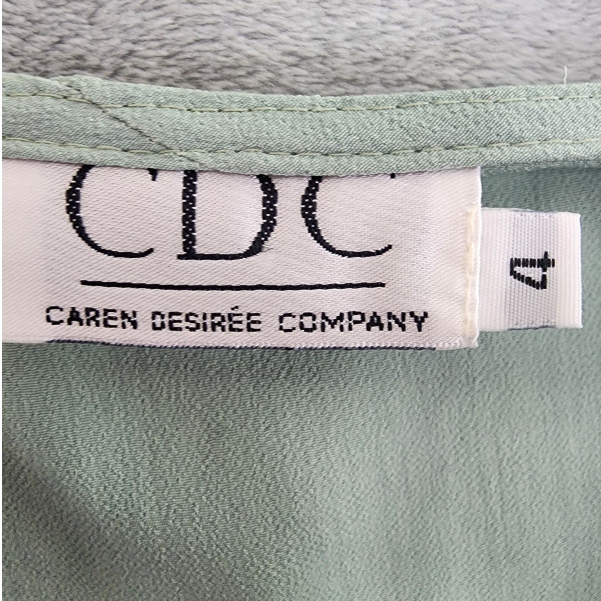 Vintage 90s CDC Dress Womens 4 Green Pleated Short Sleeve Empire Waist Midi Zip
