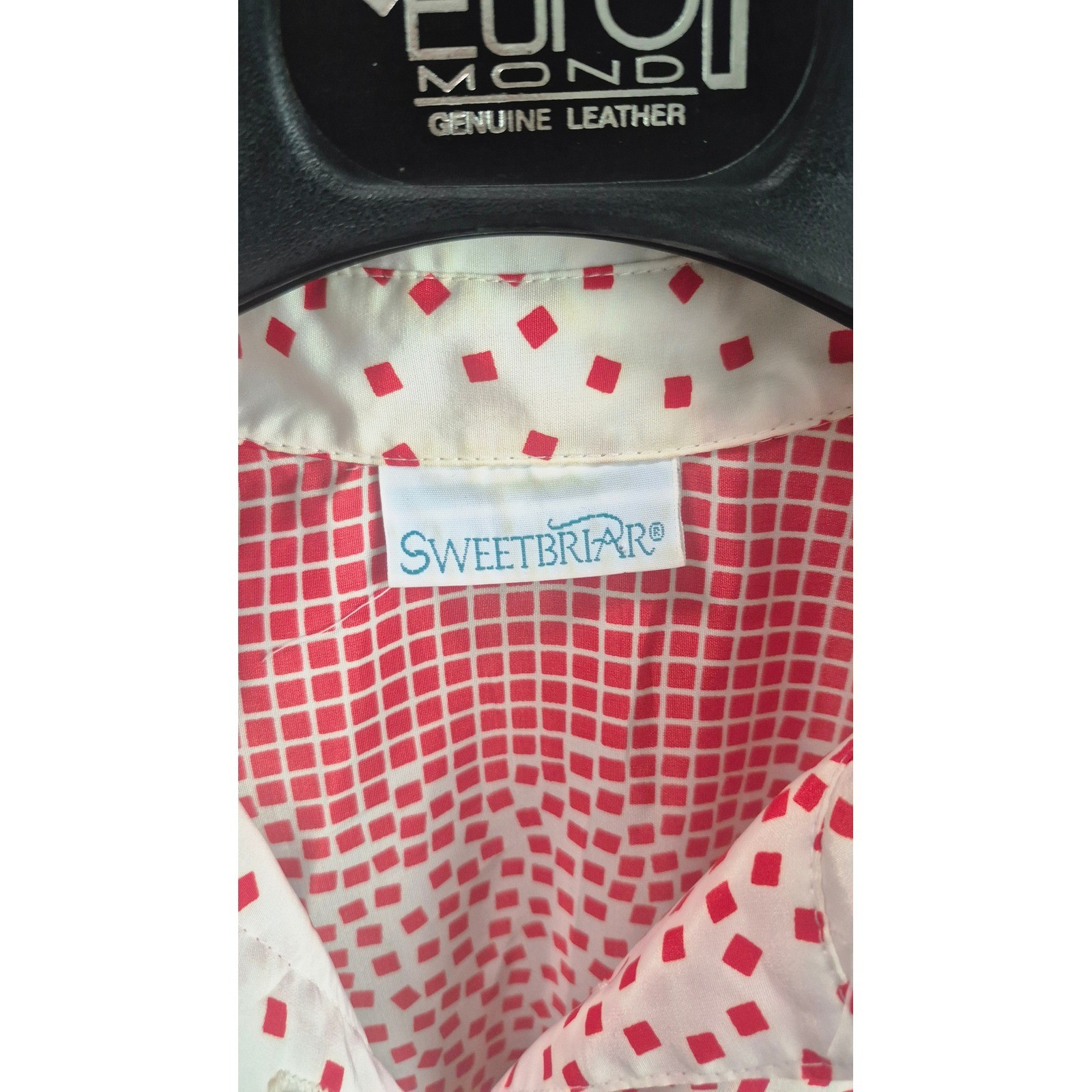 Sweetbriar Vintage Cottagecore Dress Red White Geometric Square Dot Midi 80s 90s