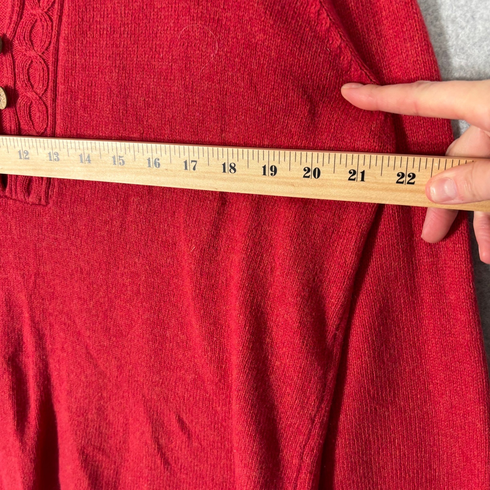 Columbia Cable Knit Sweater XL Red Wood Buttons Fisherman Heritage Country Farm