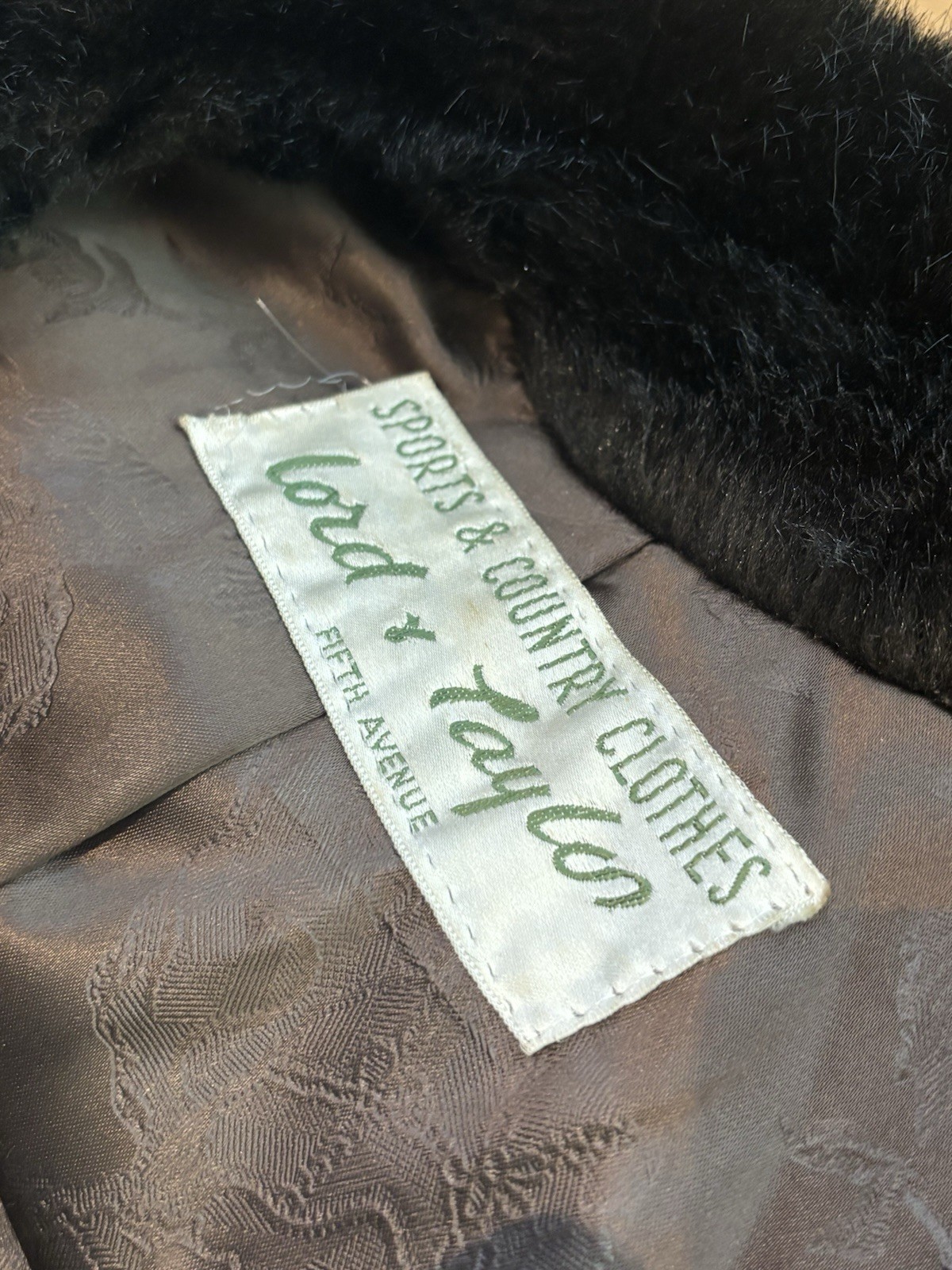 Vintage 1970s Mincara by Russel Taylor for Lord & Taylor faux Mink cocktail coat