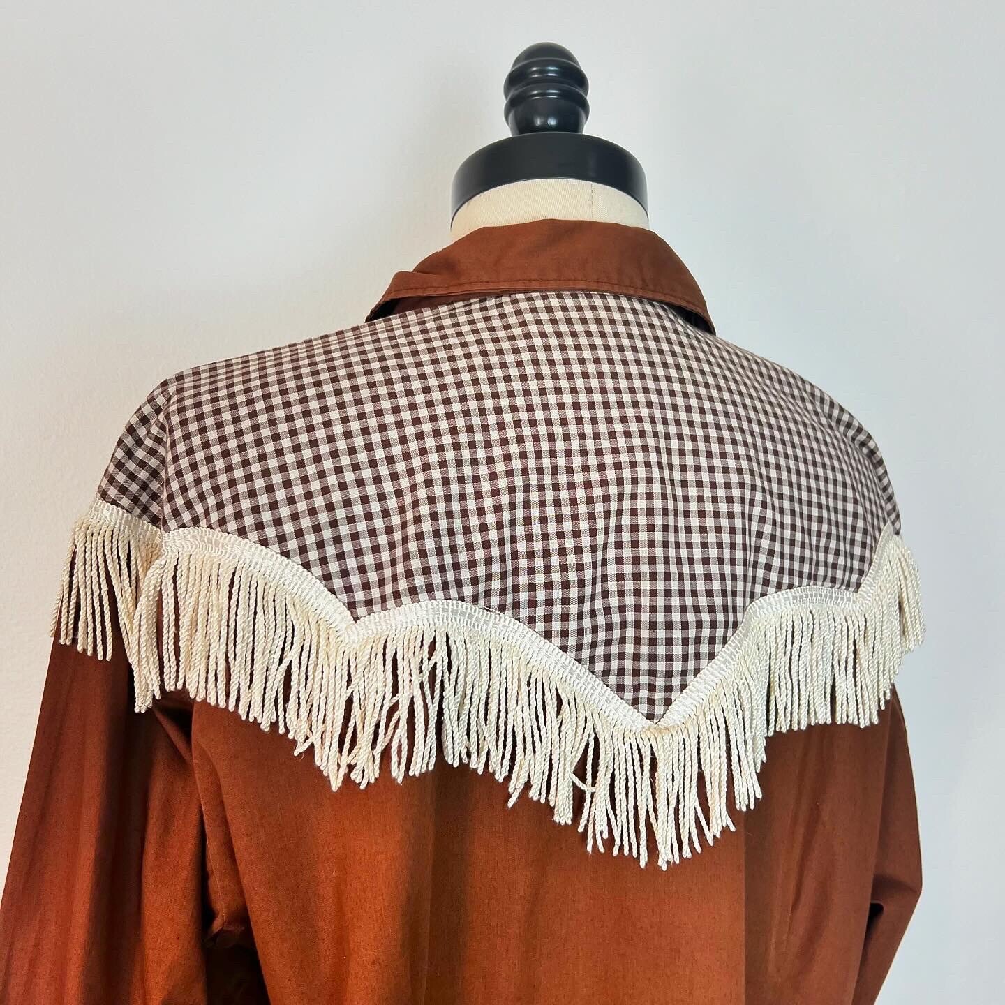 HIS & HERS 60’s Vintage Western Gingham Fringe Shirt Circle Skirt Suit S M L Xl