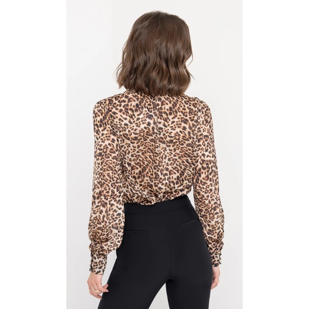 Generation Love Veralli Leopard Print Tie Neck Blouse XXS