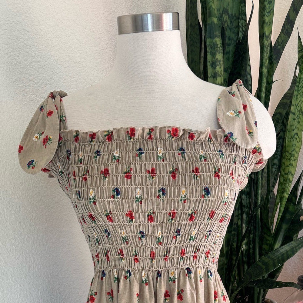Vintage Jerrie Lurie Floral Prairie Cottagecore Midi Dress sundress 70s Size 12