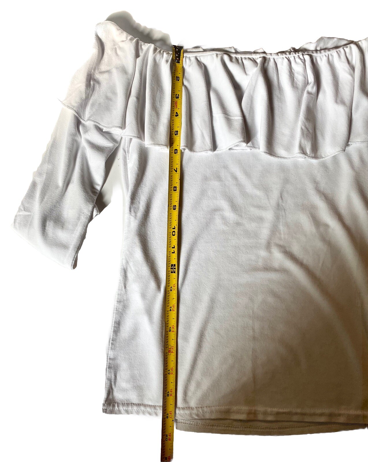 Rendezvous Size 1 Small White Pullover Blouse 3/4 Sleeve Ruffle Viscose romance