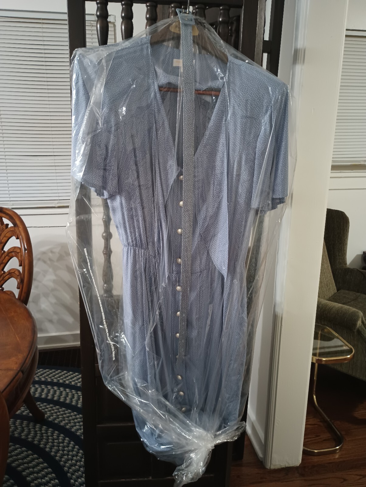 Vintage Brooks Brothers Womans Button Up Dress w/ Belt Size 10 Blue 🔥🔥