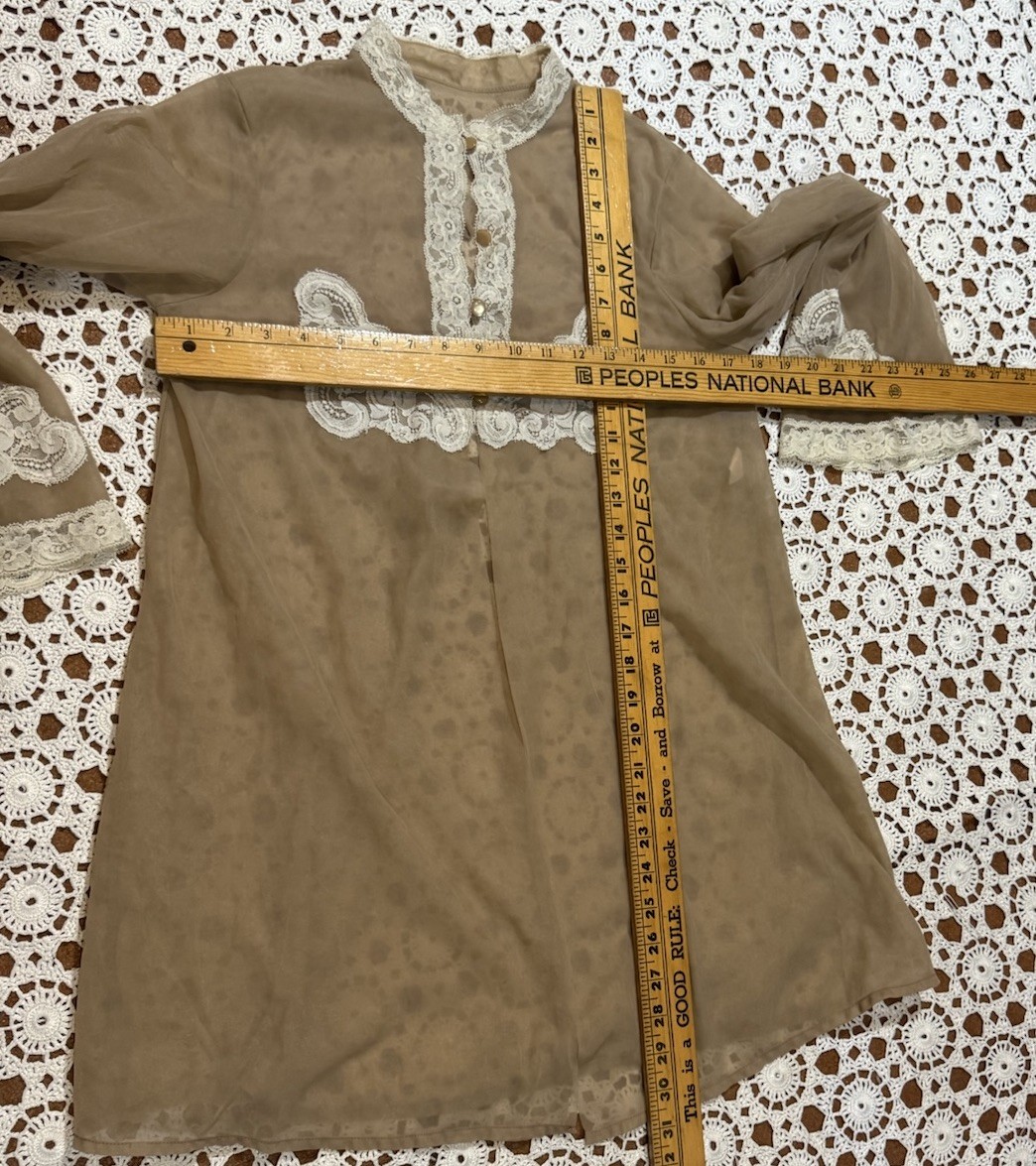 Vtg 60s 70s Gilead Sexy Nylon Lace peignoir Sheer Coverup Romantic Lounge As Is