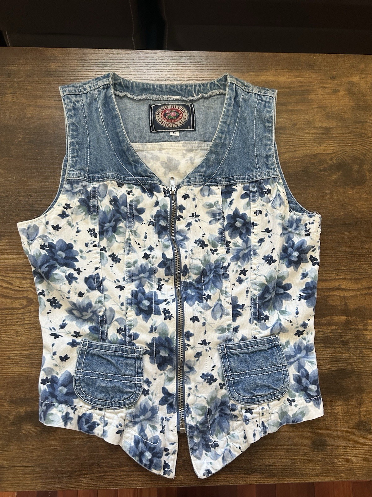 Vintage Paris Blues Originals Floral Blue Vest – Size Small – Lightly Used EUC!