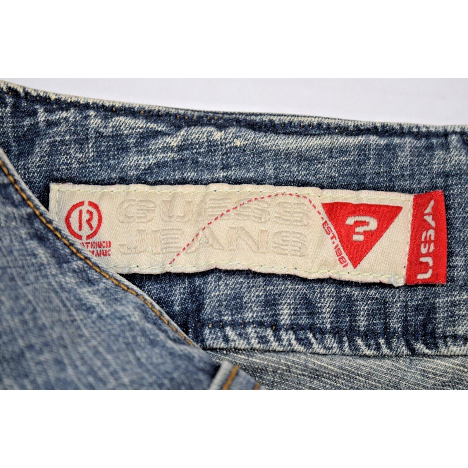 Vintage Guess Jeans Alien Fade 28 x 32 90s Stretch Zip Pocket Low Rise Made USA