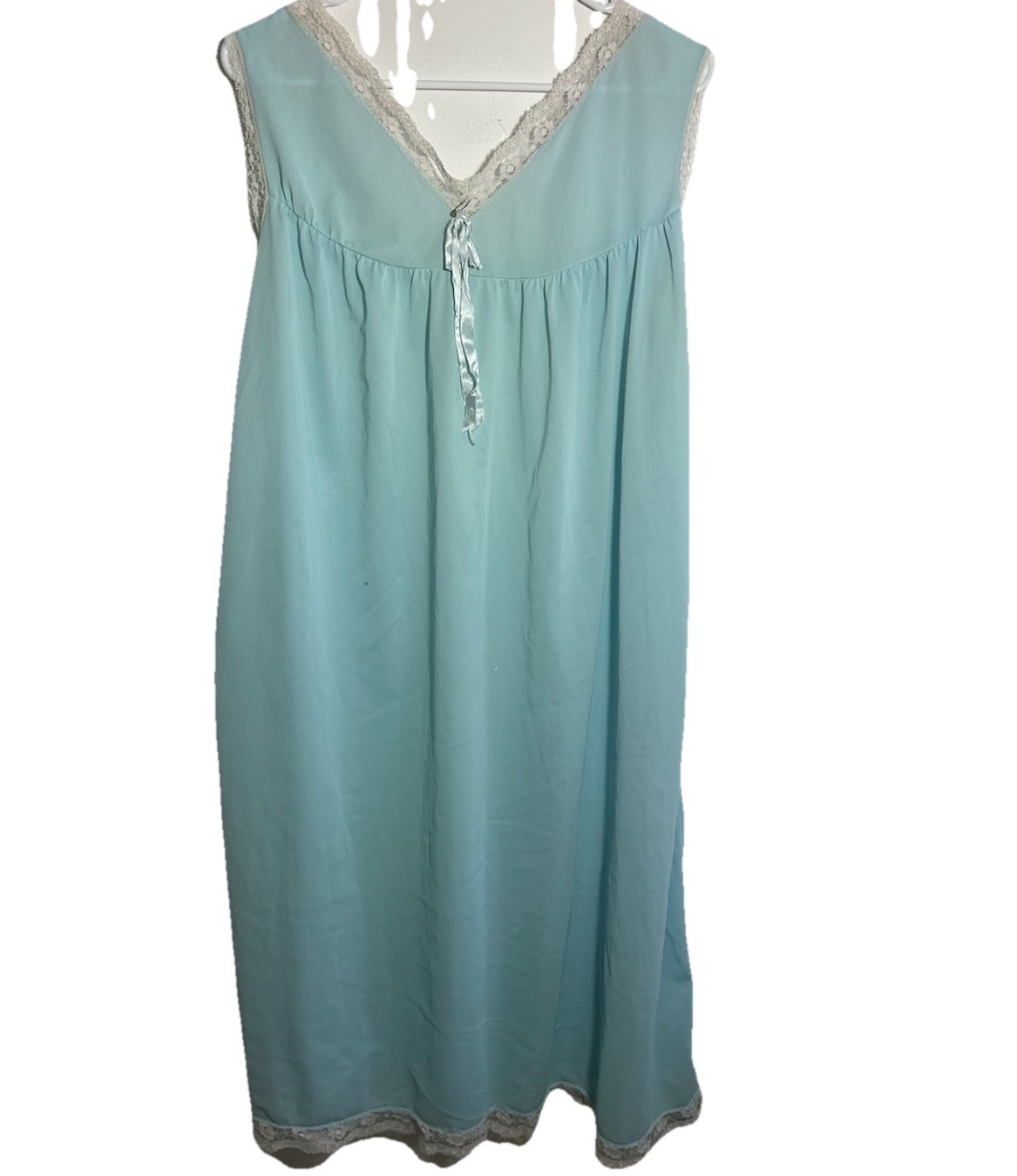 Vtg Baby Blue Lane Bryant Mid Length Peignoir Nightgown Robe Set Nylon 46/48