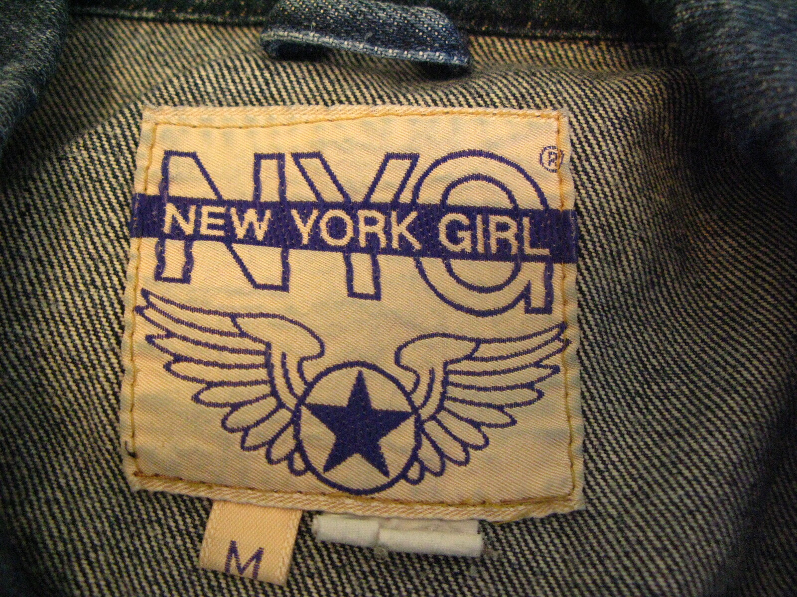 Vintage Womens New York Girl Denim Jeans Jacket Dark Blue Wash Sz Med Mexico