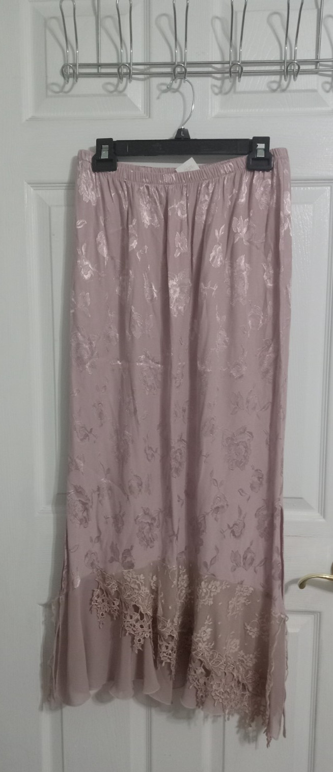 SPENCER ALEXIS Vintage 2 pc. Top Skirt Romantic Roses Hobo Lacy Pink Large