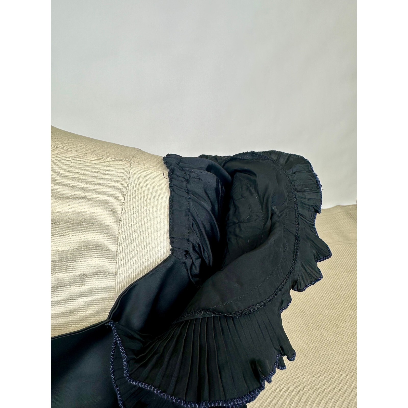 Vintage 1980s Designer Zandra Rhodes Black Dress with Elaborate Ruffle Details