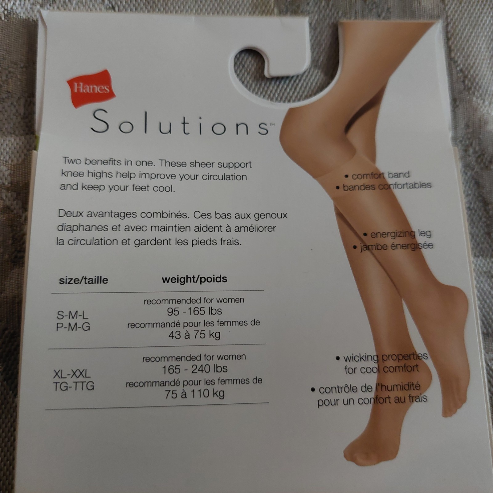 Vintage Pantyhose Hanes Solutions Sheer Knee Highs Color Beige size XL BQUE1