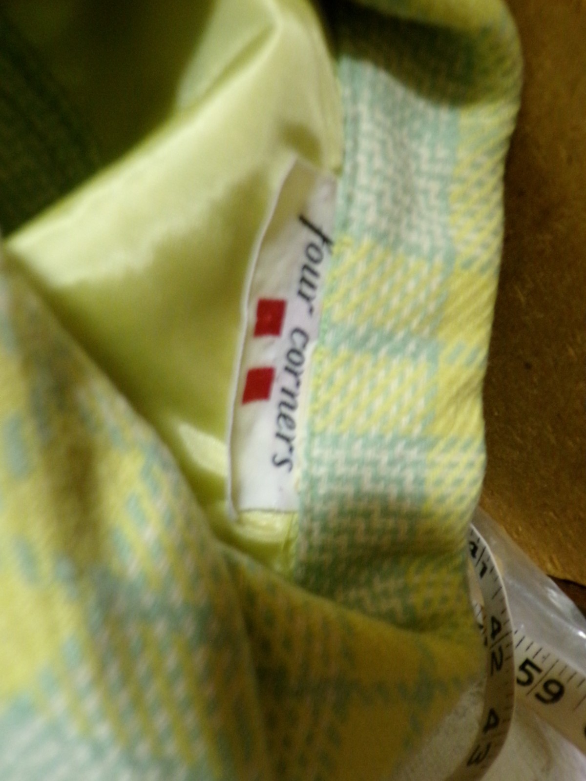 Vintage FOUR CORNERS Yellow Green Plaid Wool Jacket 34″ Waist