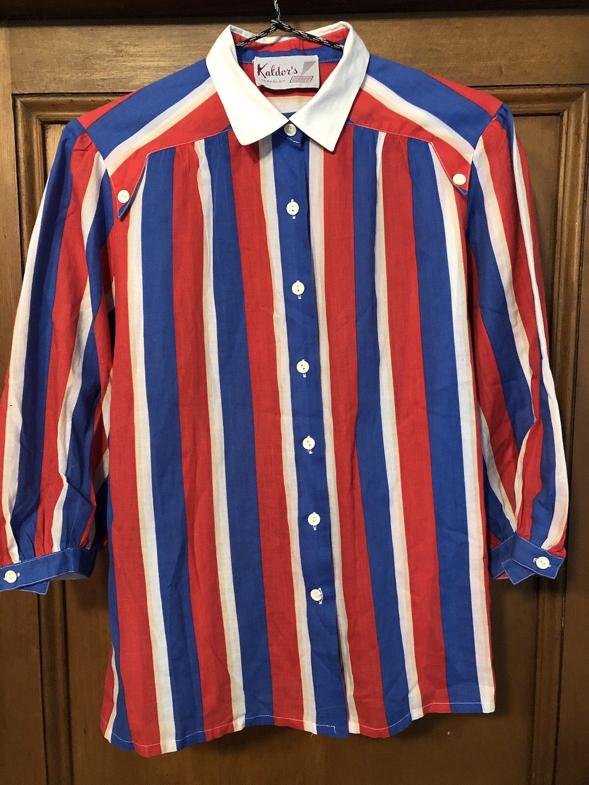 Vtg 1970’s PierBé Kaldors Berkeley French Blouse BICENTENNIAL Stripes Sz M 38