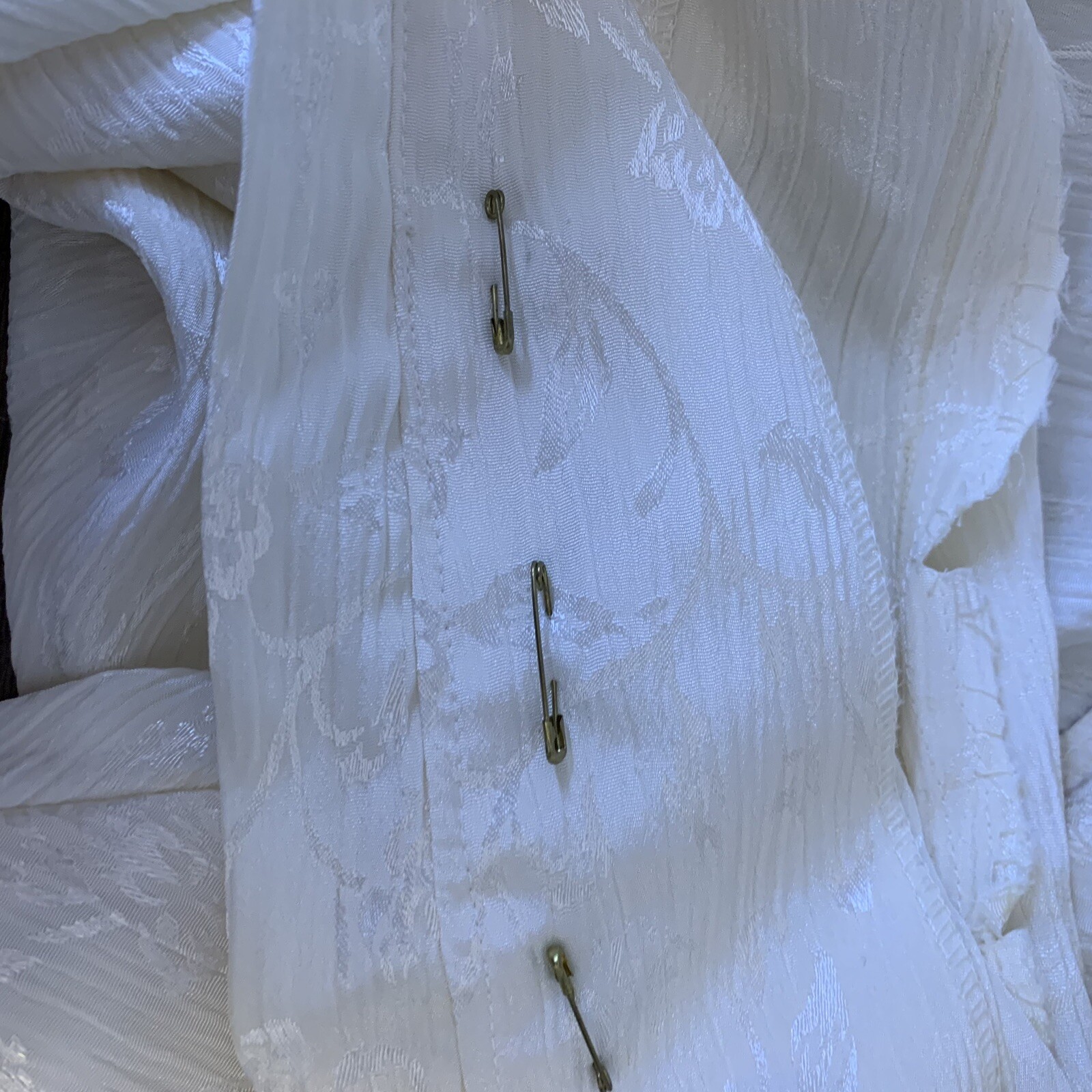 Vintage Wedding Dress Skirt Top Veil Faux Pearls Gold Tone Buttons Handmade