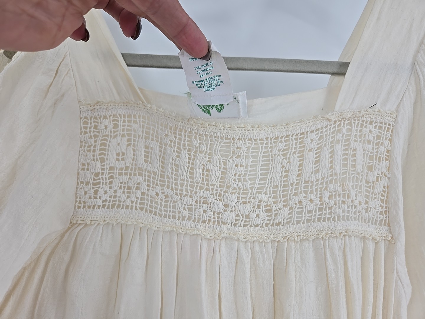 VTG Cotton Night Gown French Bonne Nuit Goodnight Crochet Juli Of Slumbertogs SM