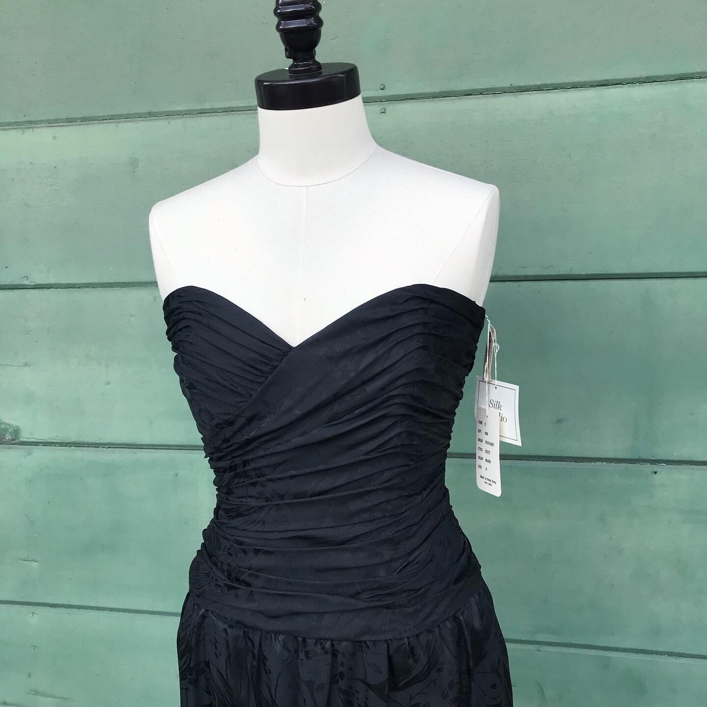 Deadstock NWT 1980’s Vintage 80s 1990’s 90s Black Silk Party Cocktail Dress S M