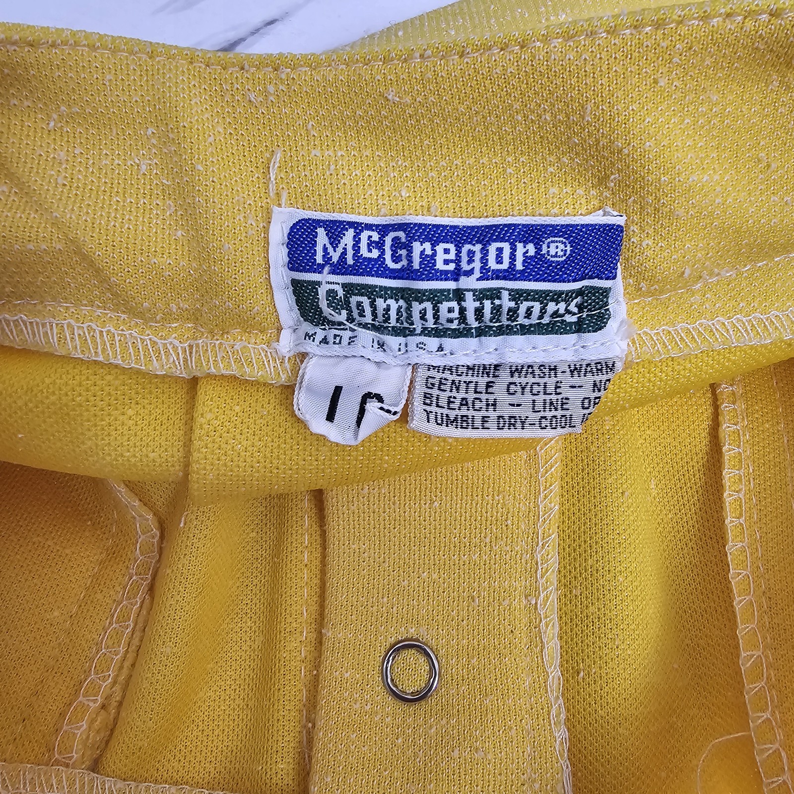 Vintage 60s McGregor Competitors Womens Yellow Dbl Knit Poly Aline Mini Skirt