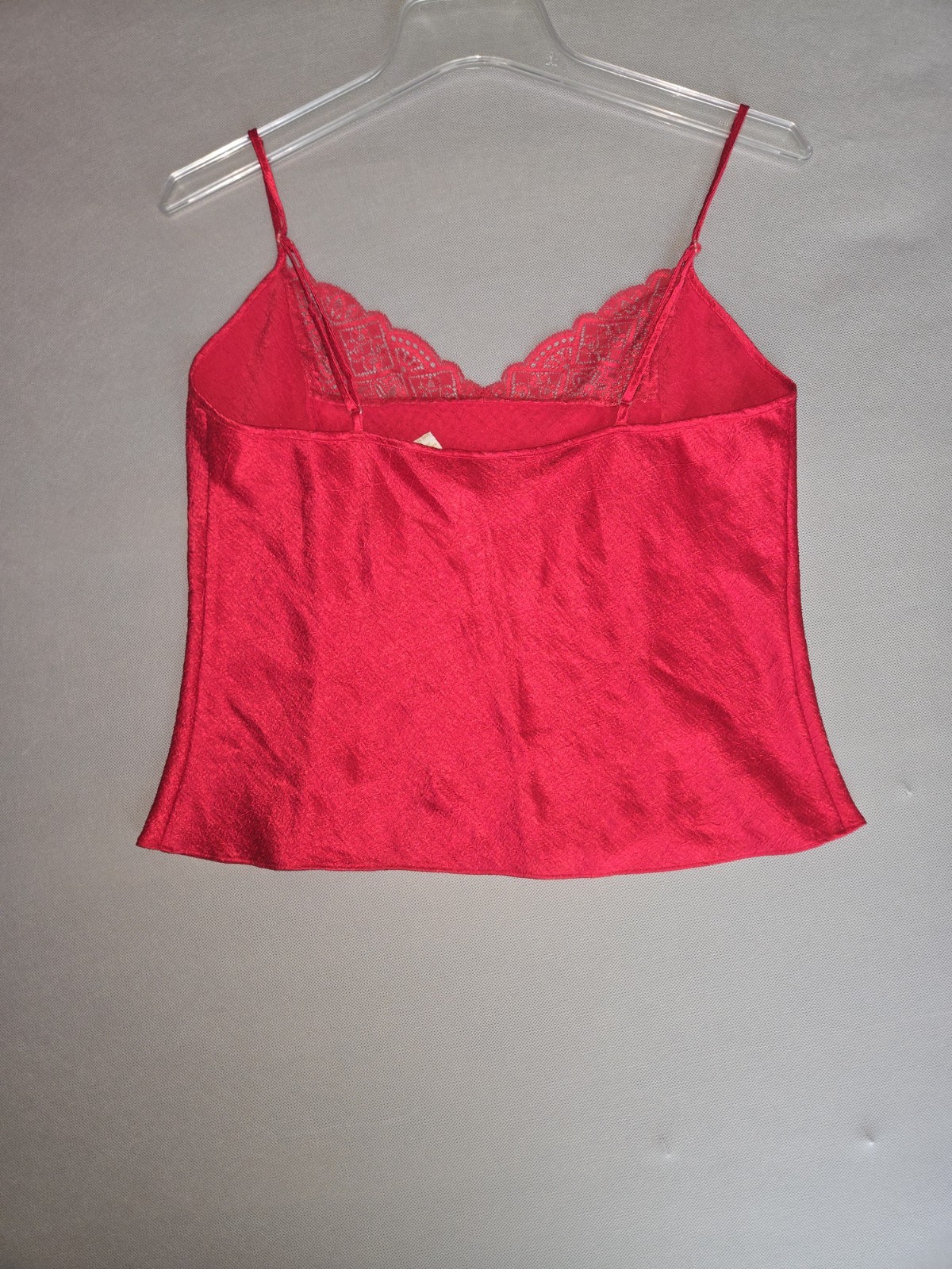 Victoria’s Secret Vintage Red Camisole Tank Top Lace Trim Size M Satin Cami
