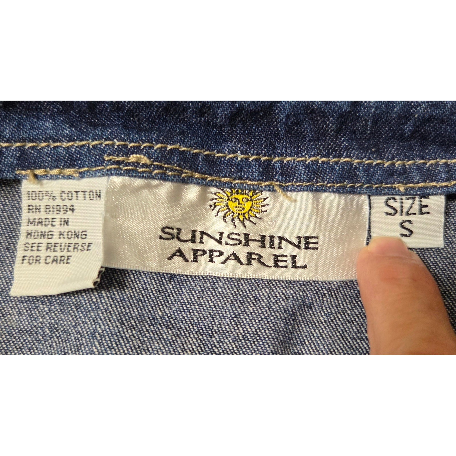 Sunshine Apparel Vintage Denim Overall Maxi Dress Dark Wash Grommet Detail Small