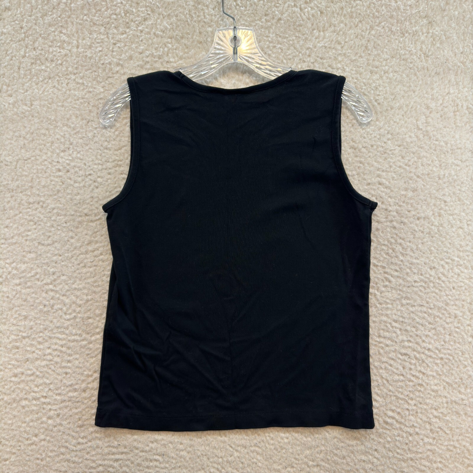 Y2K Vintage Top Large Black Sleeveless V-Neck Basic Minimalist Corpcore Office