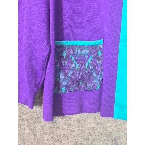 Graff Californiawear Vintage Purple Geometric Mock Neck Knit Top USA Geometric