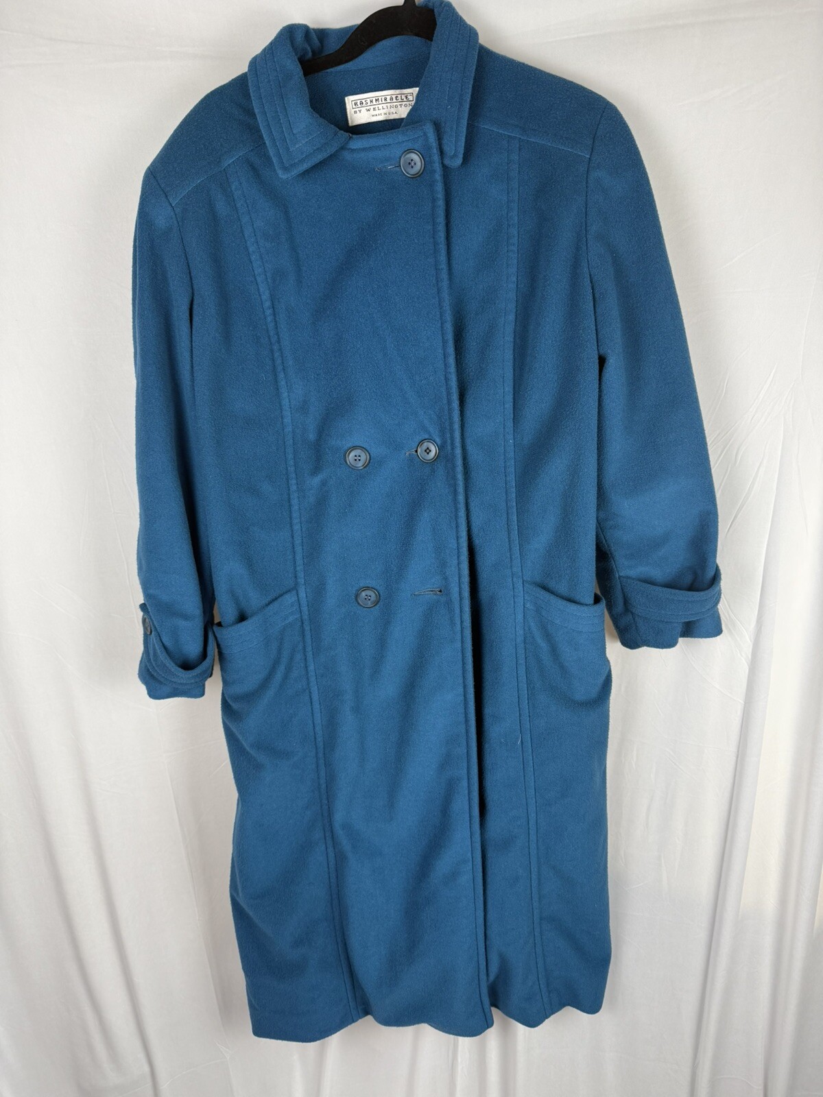 Vintage Kashmiracle by Wellington Made in USA Teal Long Coat 80’s Retro