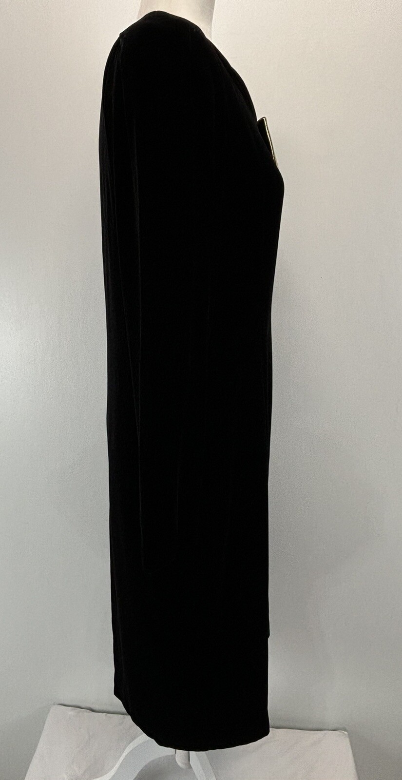 Vtg Halston iii Black Velvet Dress Sz 8 Women’s Gold Bow Knee length 90s Holiday