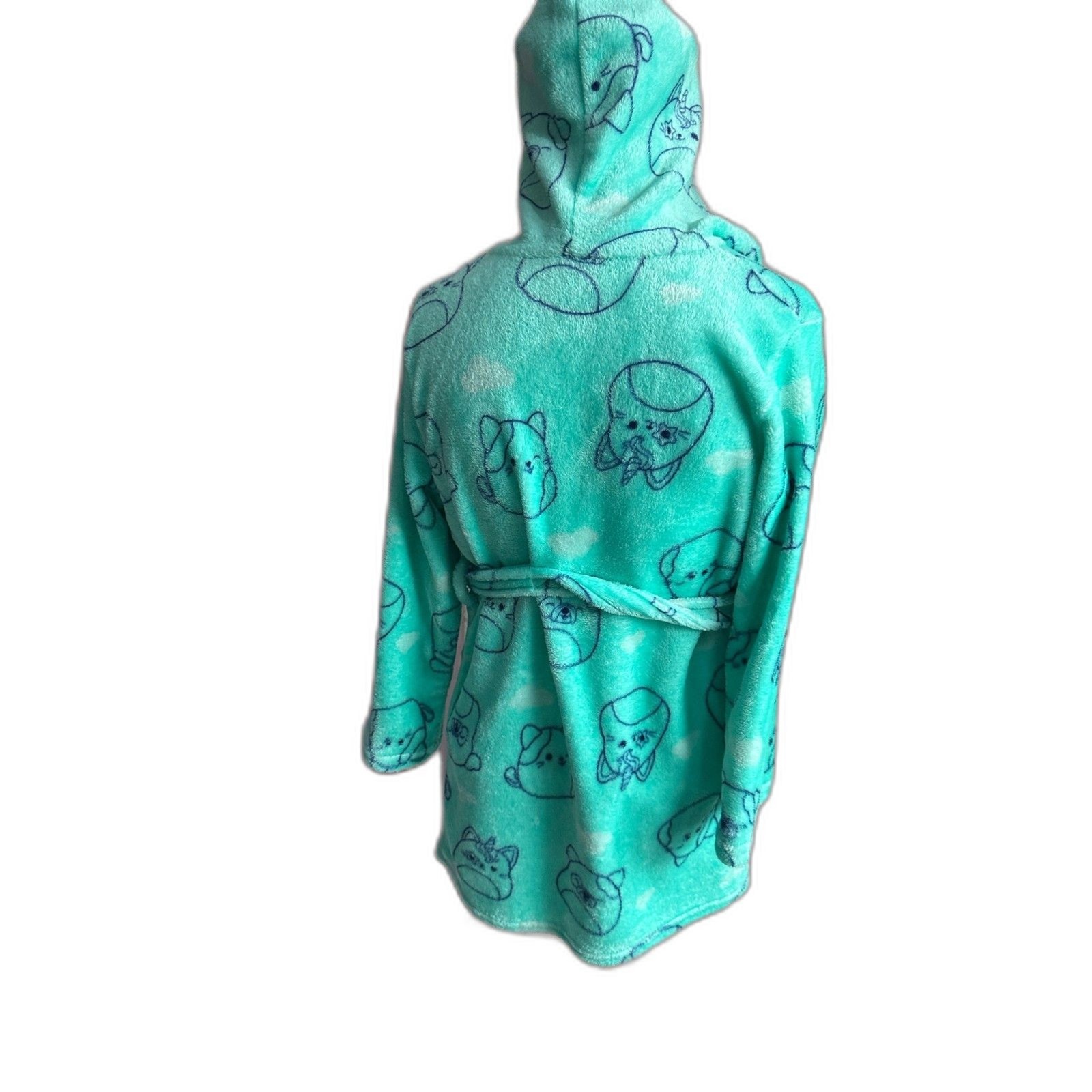 Squishmallow Bath Robe for Kids w/Hood & Cord Pockets SZ M Graphic Robe Green