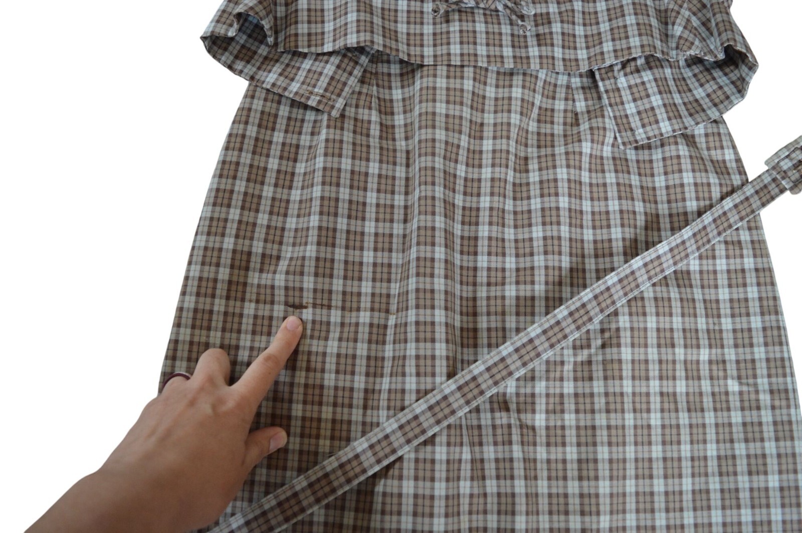 Vintage 60s Patty Woodard Brown Plaid Belted Skirt Set Juniors Size Small Coquet