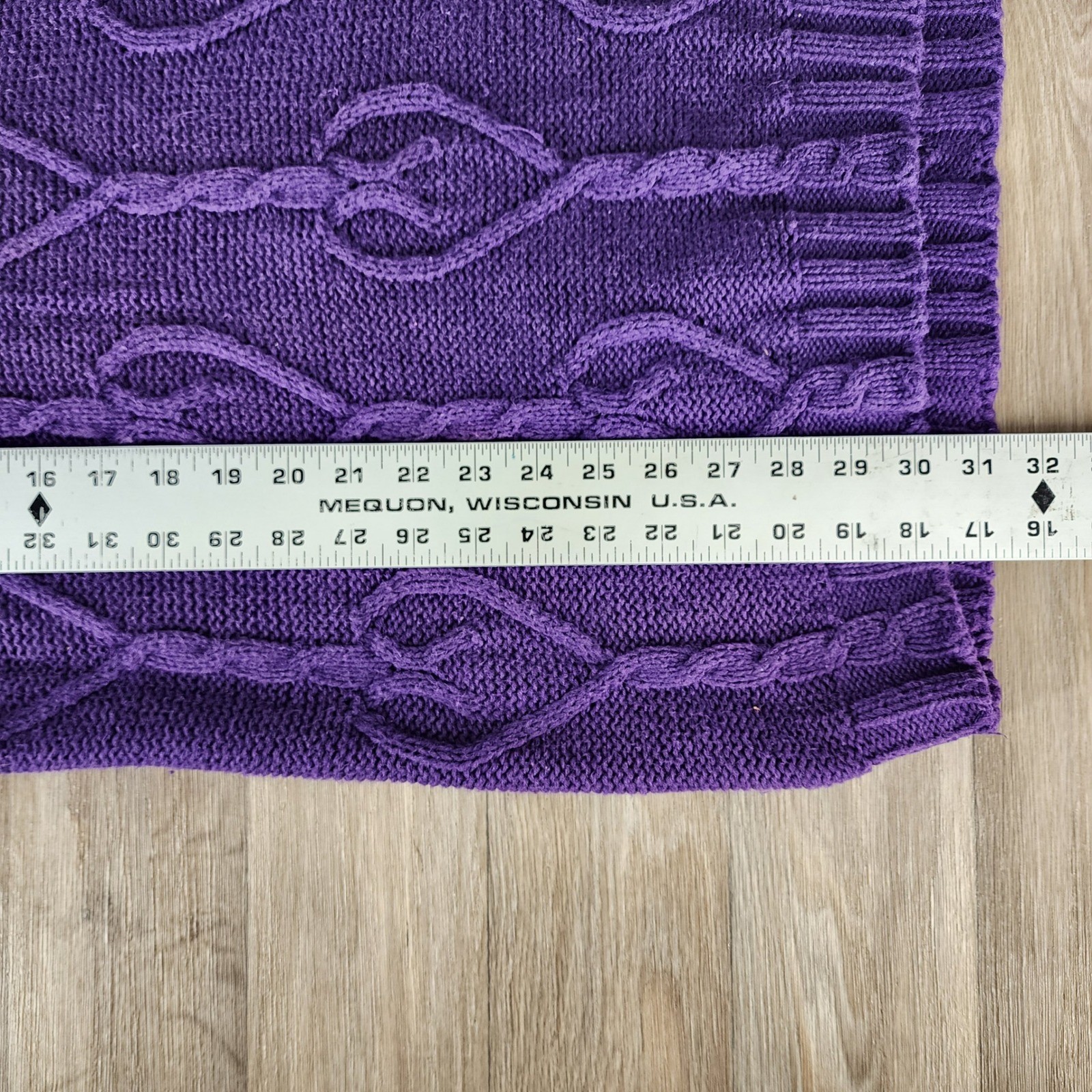 Nuovo County Seat Vintage Purple Heart Cable Knit Sweater Tunic Mock Neck Medium