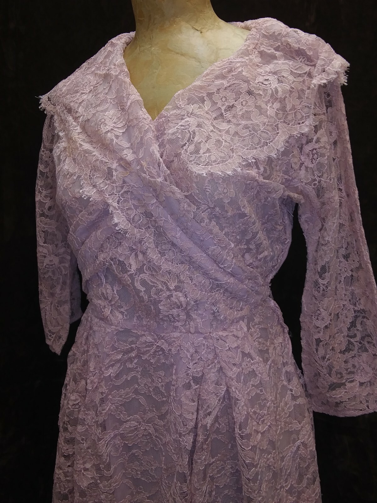 Vintage 1950’s Dusty Pink Rayon Lace Dress by Young Viewpoint Size Small