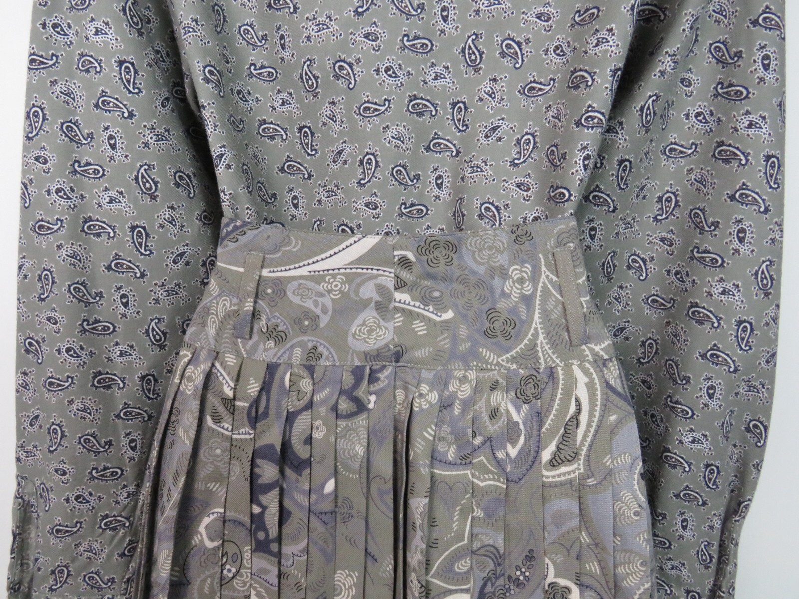 VTG 1980s MONDI SIZE 34 PAISLEY GRAY SKIRT & BLOUSE SET COTTON MODAL BLEND