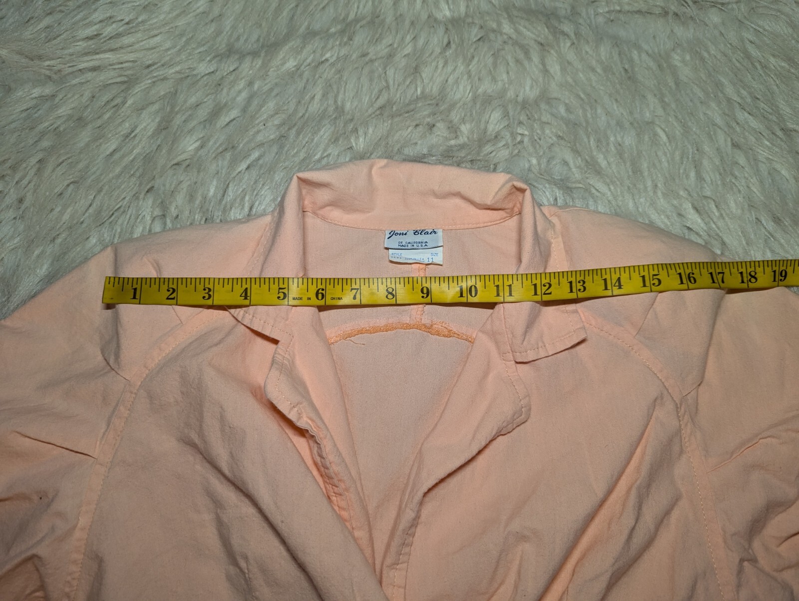 VTG 80s JONI BLAIR Orange HIPPIE CHIC Crop Top Shirt V-Neck RETRO Womens Size 11