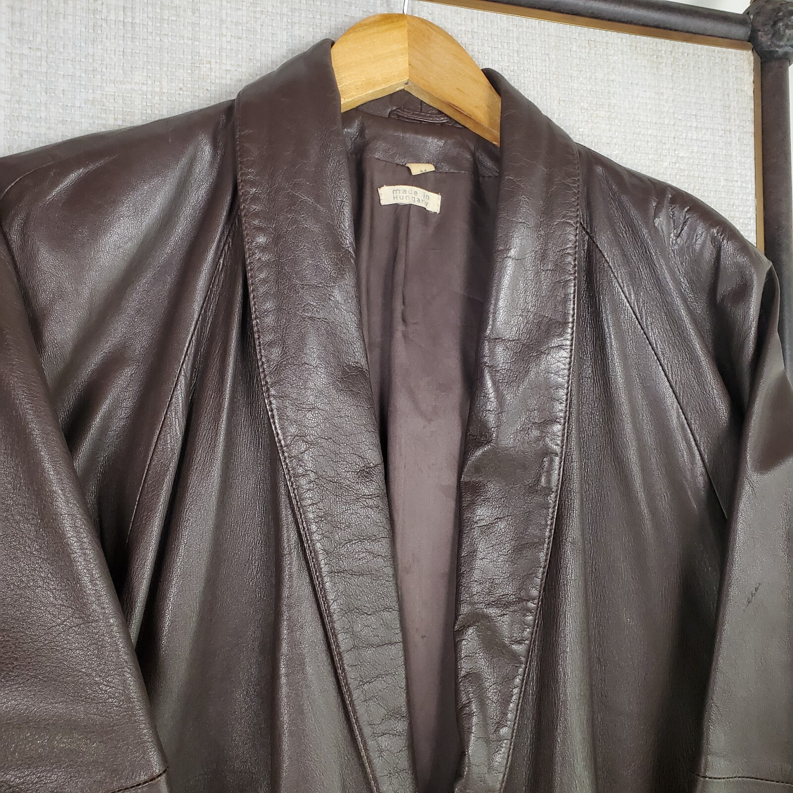 VTG ANONYMOUS Womens Size Medium Leather Shawl Collar Chore Barn Coat Jacket