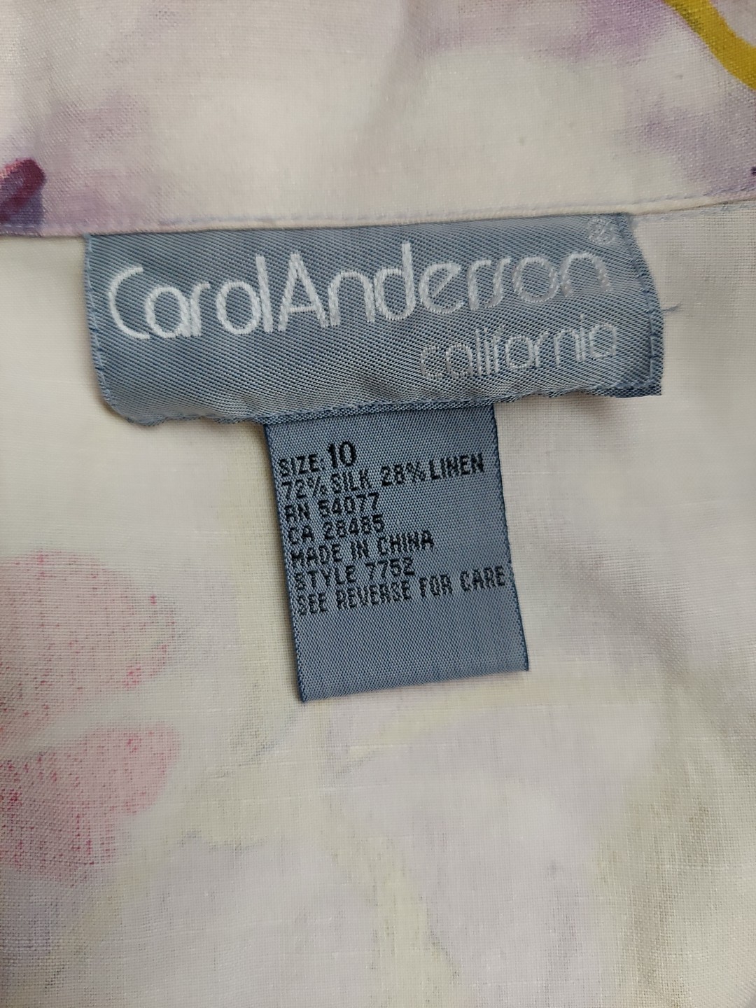 VTG 90s Carol Anderson Maxi Dress Womens 10 Floral Silk Linen Button Down Front