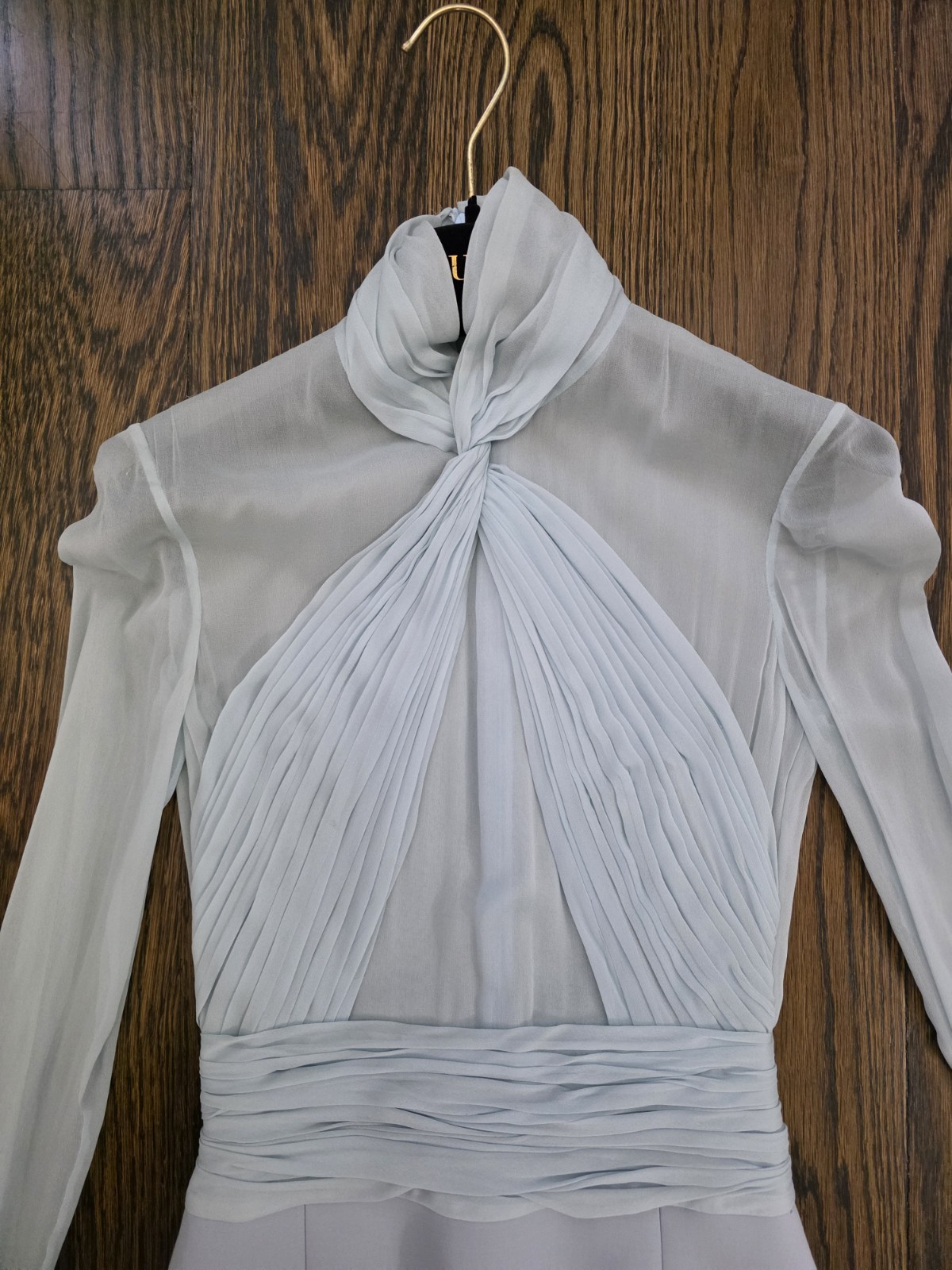Vintage Emilio Pucci Silk Light Blue Chiffon Wool Sheath Dress IT38 NWT W/Hanger