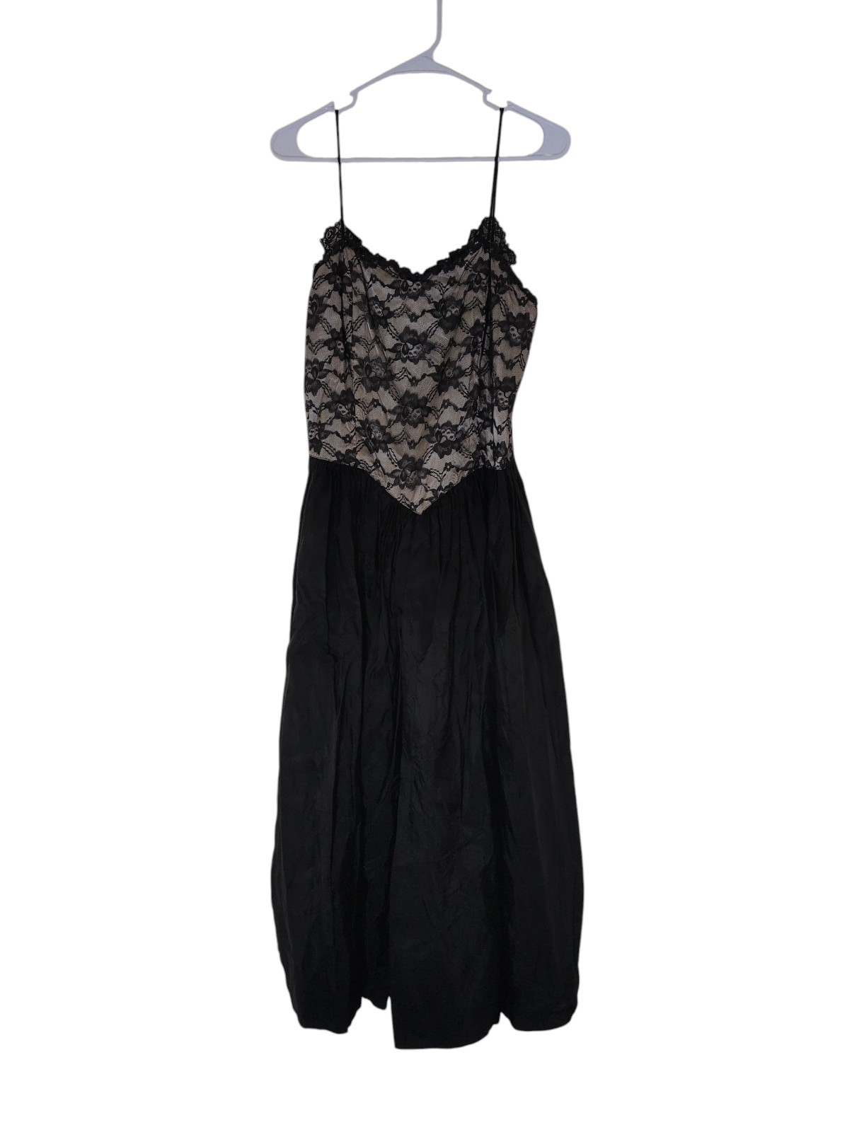 Alicia Dress Women’s 10-12 Black/Champagne Vintage 1980s Prom Whimseygoth Gloves