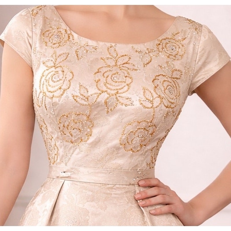 VTG 1950s Beige Damask Bombshell Cocktail Dress Glitter Bodice VLV Hourglass