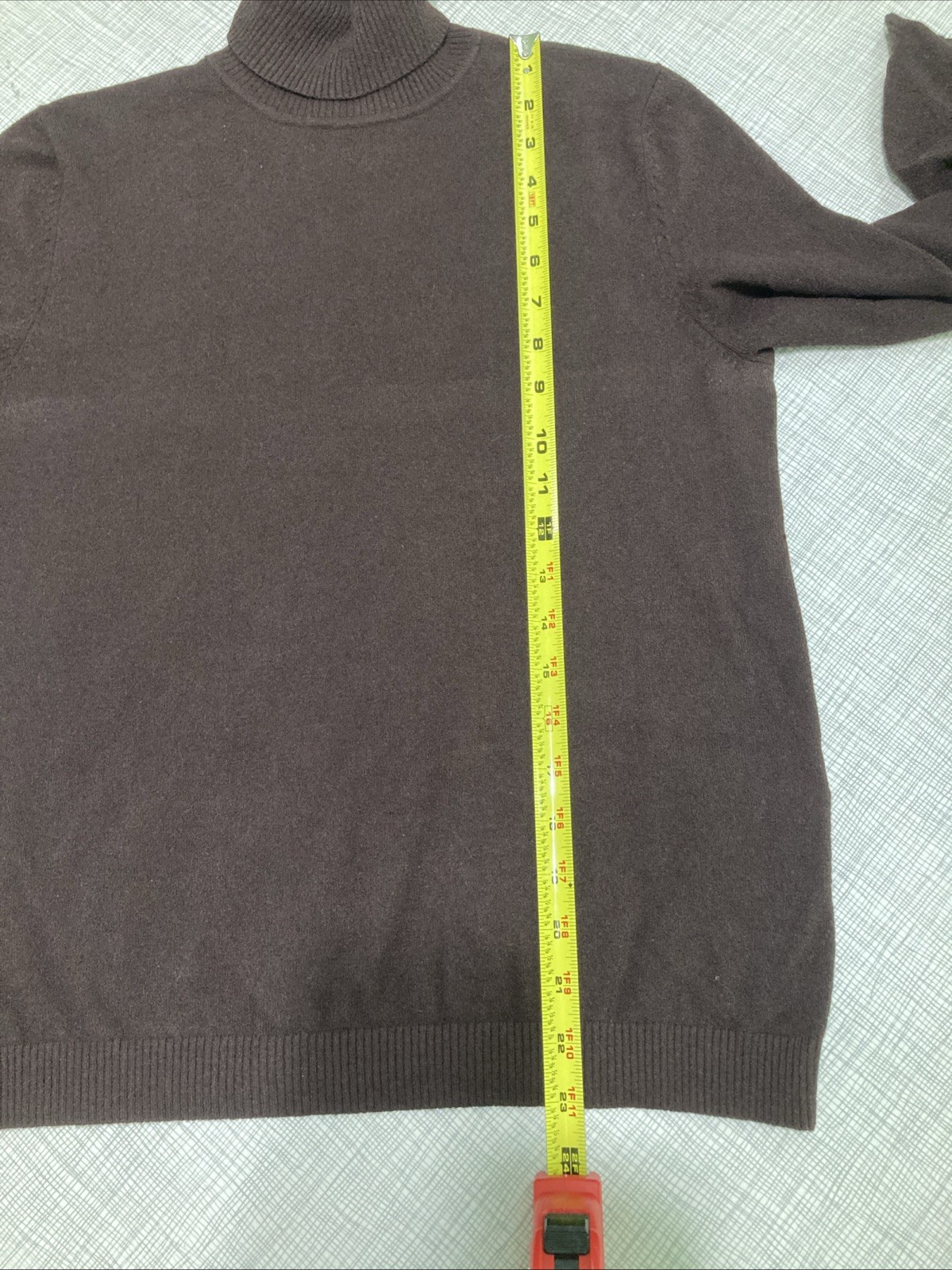 Vtg 90s Petite Sophisticate Brown Ribbed Turtleneck Sweater Large Rayon Blend