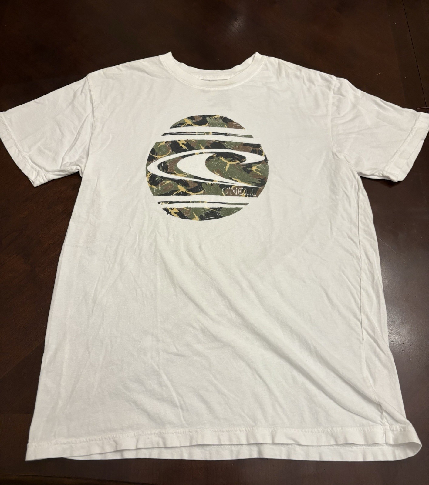 O’Neill Camo Logo T-Shirt White Graphic Modern Fit Shirt Womens Size Medium