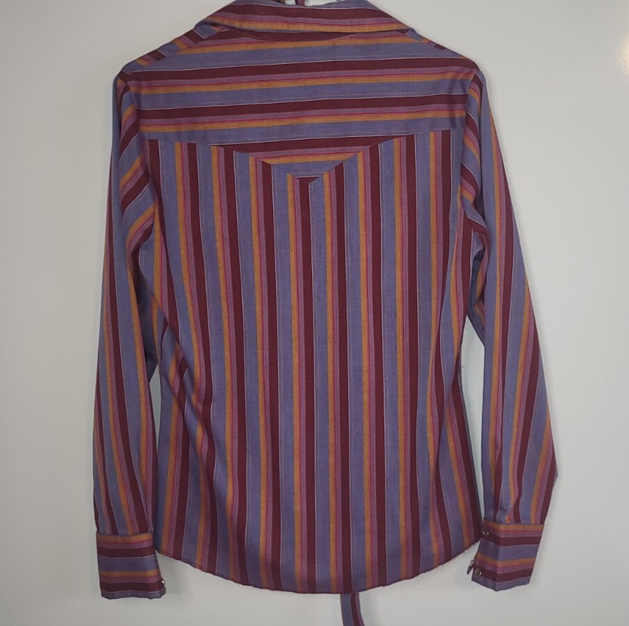 VTG 1970s H Bar C California Ranchwear Cowboy Shirt Womens Size 38 Purple Orange
