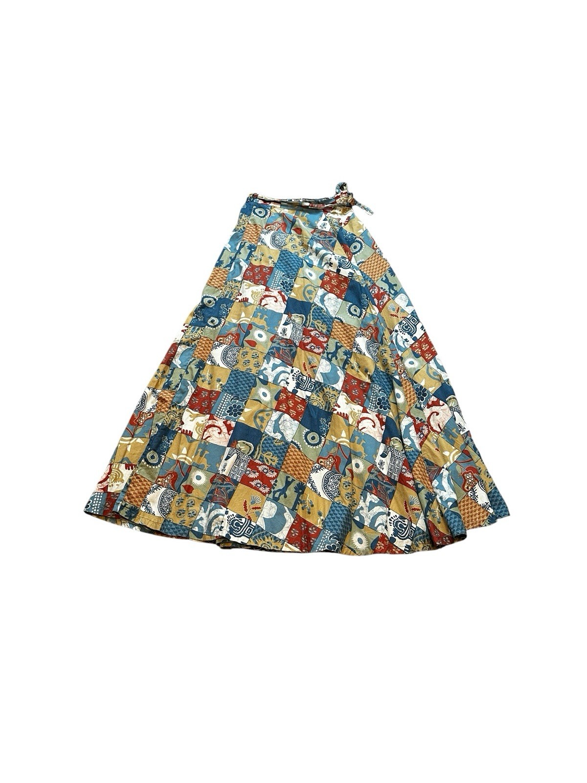 Nap Liberty House Vintage Wrap Maxi Skirt Patchwork 60s Boho Cottagecore Size S